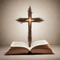 A composite image where a religious symbol like a cross or star is slowly merging or transforming into a book, quill pen or thoughtful figure, signifying the blend of religion and philosophy.