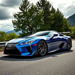 A stunning, elegant sports car inspired by the Lexus LFA, featuring a sleek, aerodynamic body with a striking spoiler