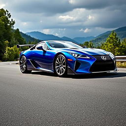 A stunning, elegant sports car inspired by the Lexus LFA, featuring a sleek, aerodynamic body with a striking spoiler