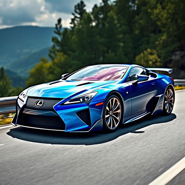 A stunning, elegant sports car inspired by the Lexus LFA, featuring a sleek, aerodynamic body with a striking spoiler