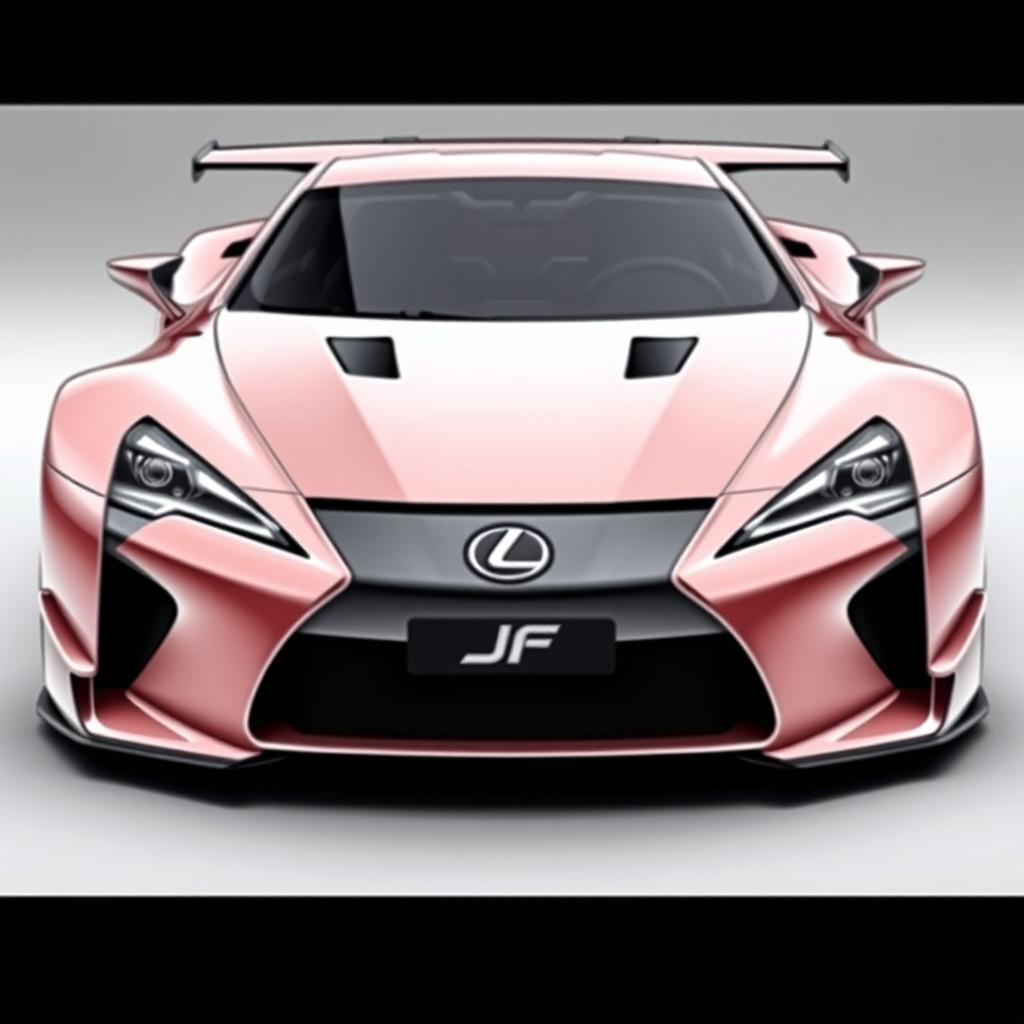 A stunning, futuristic sports car design inspired by the elegant lines of the Lexus LFA, featuring a prominent rear spoiler that adds a dynamic touch