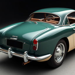 A beautifully designed classic sports car featuring a subtle yet stylish rear spoiler that enhances its classic elegance