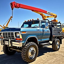 A classic 1979 Ford F-600 truck featured prominently in the foreground, showcasing its rugged 4x4 capabilities