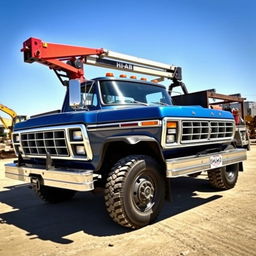 A classic 1979 Ford F-600 truck featured prominently in the foreground, showcasing its rugged 4x4 capabilities