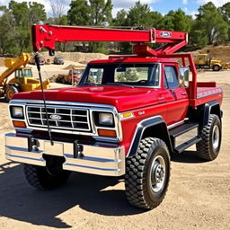 A striking 1979 Ford F-600 truck prominently displayed with its rugged 4x4 design