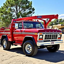 A striking 1979 Ford F-600 truck prominently displayed with its rugged 4x4 design