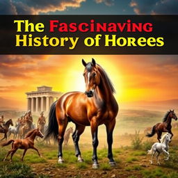 A captivating YouTube thumbnail showcasing a detailed and colorful history of horses