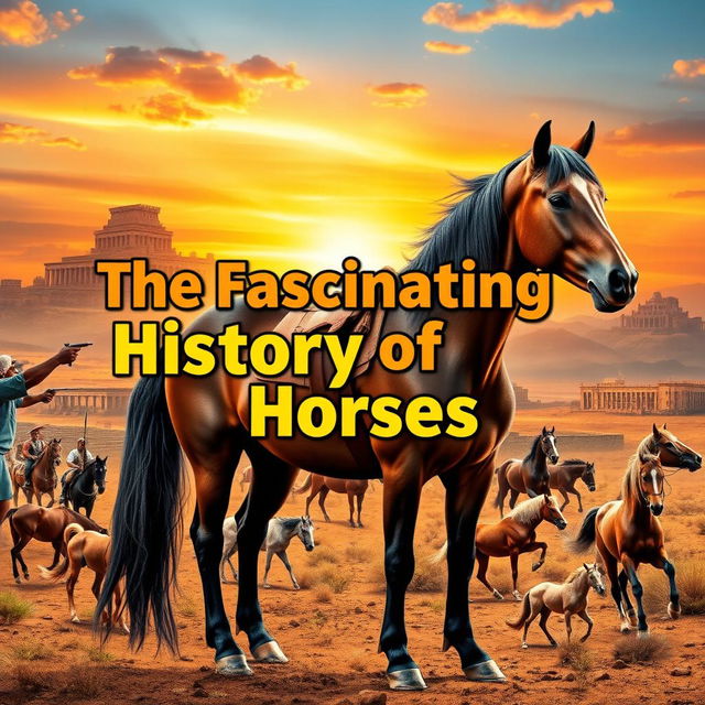 A captivating YouTube thumbnail showcasing a detailed and colorful history of horses