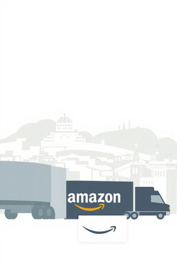 A minimalist illustration combining four concepts: logistics, Amazon, the city of Malaga, and minimalism