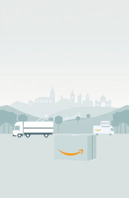 A minimalist illustration combining four concepts: logistics, Amazon, the city of Malaga, and minimalism