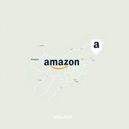 Another minimalist illustration that intertwines the four concepts of logistics, Amazon, the city of Malaga, and minimalism