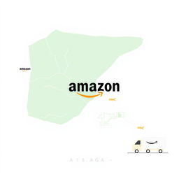 Another minimalist illustration that intertwines the four concepts of logistics, Amazon, the city of Malaga, and minimalism