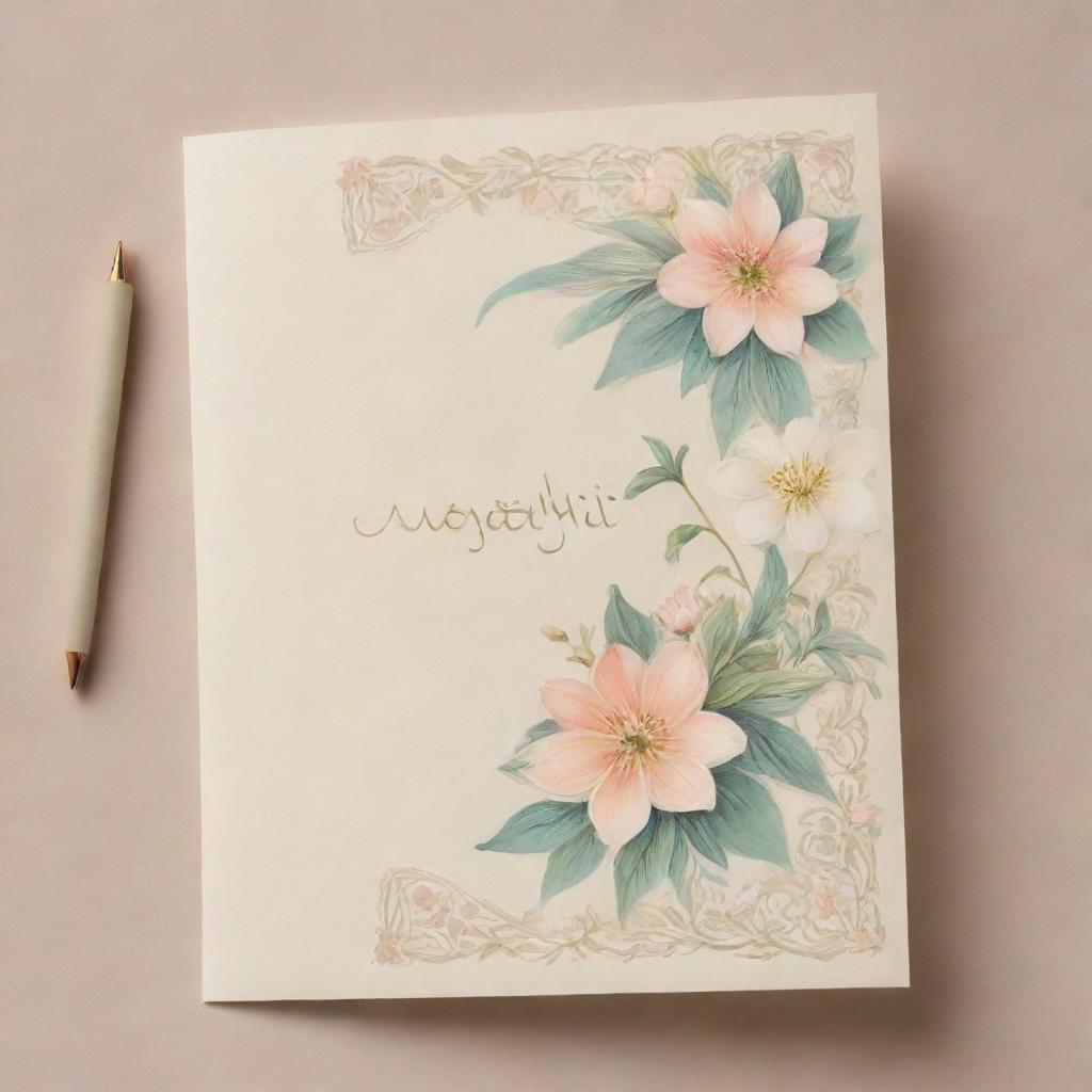 A sympathy greeting card with delicate designs, soft color palette, incorporating flowers and a compassionate message in Persian script.