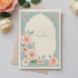 A sympathy greeting card with delicate designs, soft color palette, incorporating flowers and a compassionate message in Persian script.