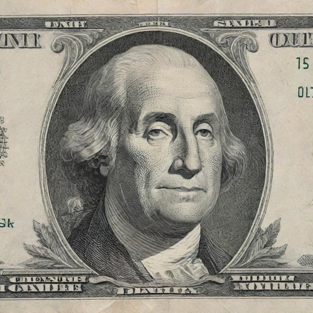 A concept art of a United States one dollar bill, but instead of George Washington, it features an artistic representation of a universal mother figure, symbolizing love, care and strength.