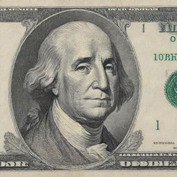 A concept art of a United States one dollar bill, but instead of George Washington, it features an artistic representation of a universal mother figure, symbolizing love, care and strength.