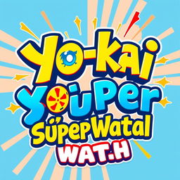 A vibrant and eye-catching logo design featuring the words 'Yo-kai Súper Dual Watch'