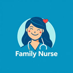 A modern and professional logo design for a family nurse, featuring a stylized image of a caring nurse with a stethoscope around their neck