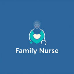 A modern and professional logo design for a family nurse, featuring a stylized image of a caring nurse with a stethoscope around their neck