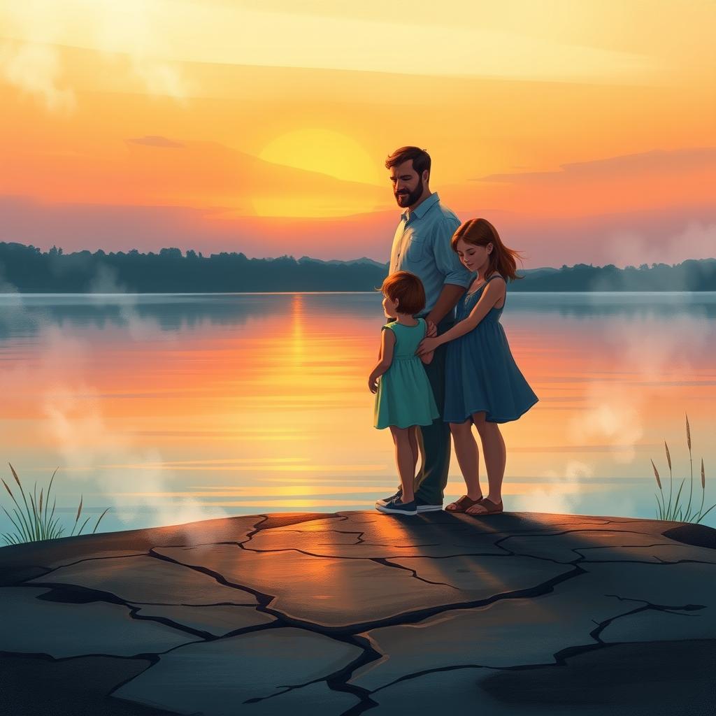 A compelling book cover illustration that captures the essence of a family's journey through love and loss