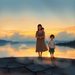 A compelling book cover illustration that captures the essence of a family's journey through love and loss