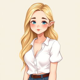 A charming 18-year-old female with a 'girl next door' style is illustrated