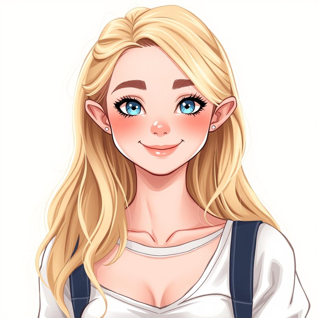 A delightful 18-year-old female with a 'girl next door' style is illustrated