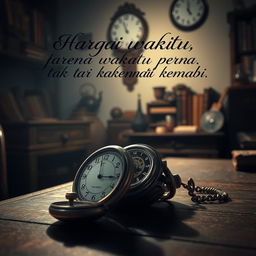 An evocative scene depicting an antique pocket watch resting on an old wooden desk, its intricate gears visible, symbolizing the passage of time