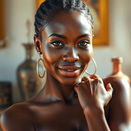 An enchanting portrait of a sexy woman from Equatorial Guinea, showcasing her confident allure and beauty