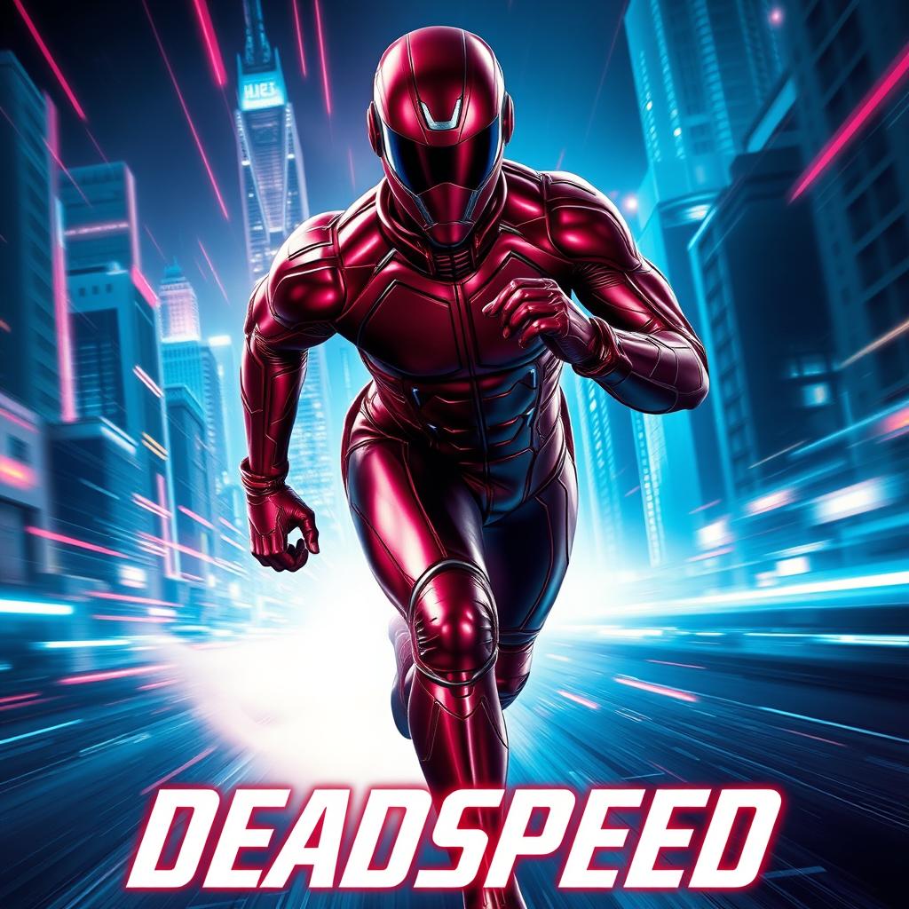 A cinematic film poster for a sci-fi superhero movie titled 'DEADSPEED'