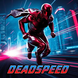 A cinematic film poster for a sci-fi superhero movie titled 'DEADSPEED'