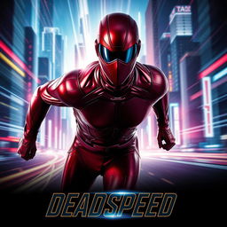 A cinematic film poster for a sci-fi superhero movie titled 'DEADSPEED'