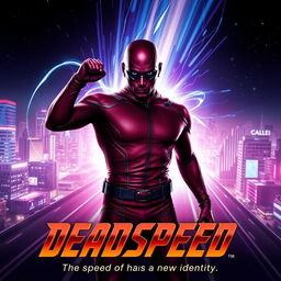 A striking cinematic film poster for the superhero titled 'DEADSPEED'