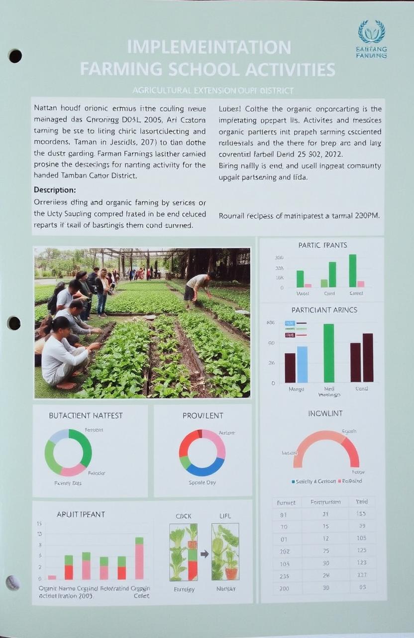 A detailed report on the implementation of organic farming school activities at the Agricultural Extension Center in Tamban Catur District