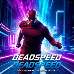 A visually stunning cinematic film poster for the superhero titled 'DEADSPEED'