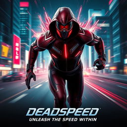 A captivating cinematic film poster for a superhero named 'DeadSpeed'