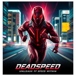 A captivating cinematic film poster for a superhero named 'DeadSpeed'