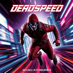 A dynamic and visually striking sci-fi movie poster for a superhero named 'DeadSpeed'