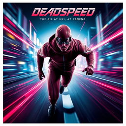 A dynamic and visually striking sci-fi movie poster for a superhero named 'DeadSpeed'