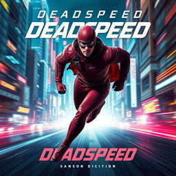 A captivating and high-energy sci-fi movie poster for a superhero film titled 'DeadSpeed'