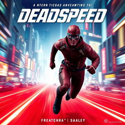 A captivating and high-energy sci-fi movie poster for a superhero film titled 'DeadSpeed'