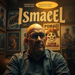 A bald man wearing glasses, depicted in a cinematic style