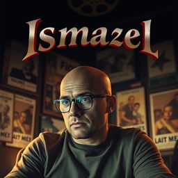 A bald man wearing glasses, depicted in a cinematic style