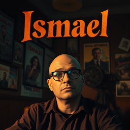 A bald man wearing glasses, depicted in a cinematic style