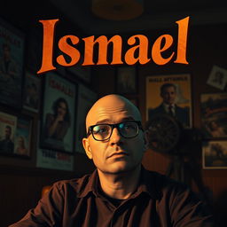 A bald man wearing glasses, depicted in a cinematic style