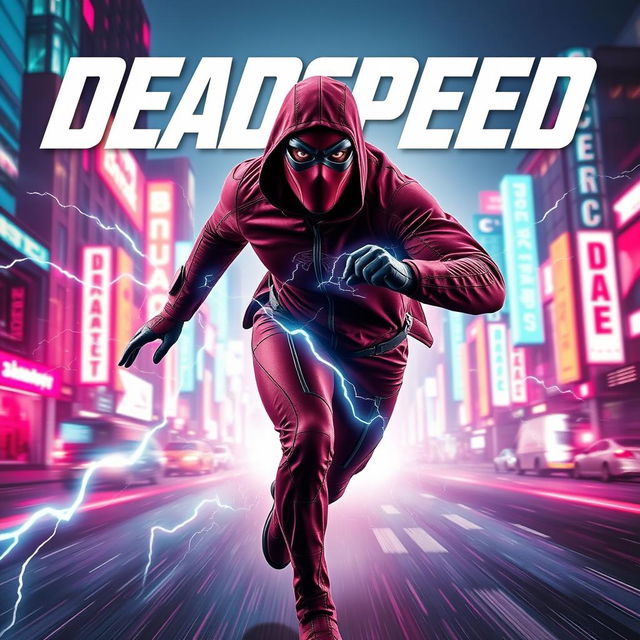 An electrifying sci-fi movie poster for a superhero film titled 'DeadSpeed'