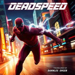 An electrifying sci-fi movie poster for a superhero film titled 'DeadSpeed'