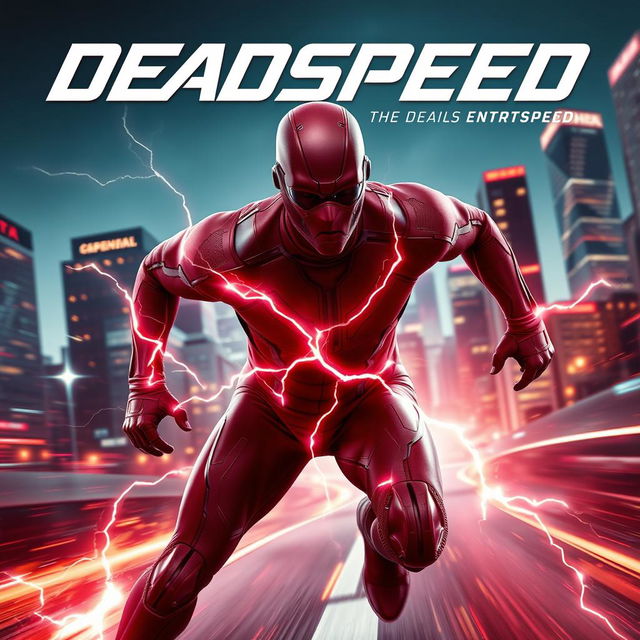 An electrifying sci-fi movie poster for a superhero film titled 'DeadSpeed'