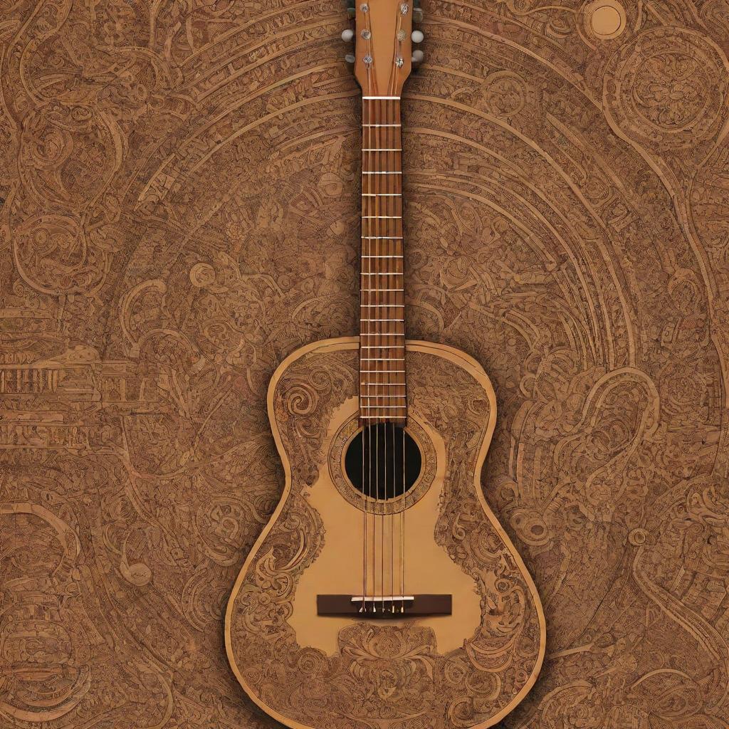 Eliminate the guitar from the culturally rich Filipino arts doodle-style poster, retaining other traditional elements in the design and preserving the warm, lively brown color palette.