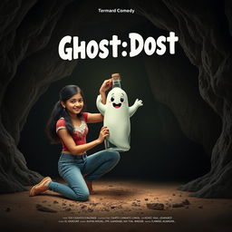 A horror comedy cinematic film poster named 'Ghost:Dost'